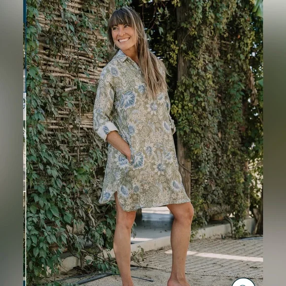 Ripskirt Hawaii Cotton Short Travel Dress La Boheme Olive Small - Picture 8 of 9